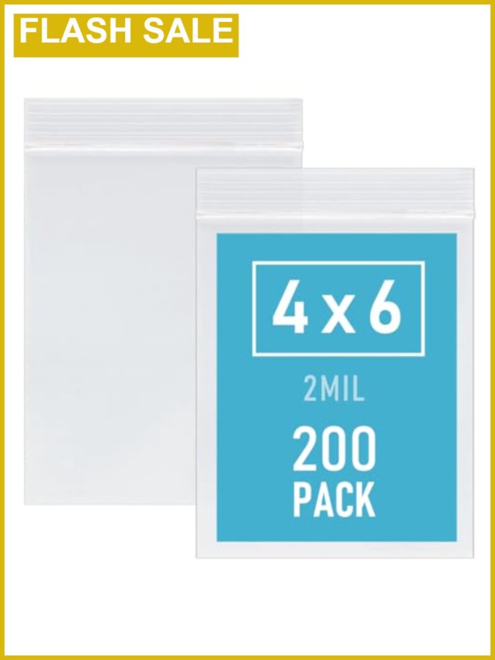 200 Pcs 4x6 Inch 2 Mil Clear Reclosable Zip Bags Food Grade